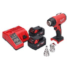 Pistola ad aria calda a batteria Milwaukee M18 BHG-502 18 V 470 °C + 2x batteria ricaricabile 5,0 Ah + caricatore