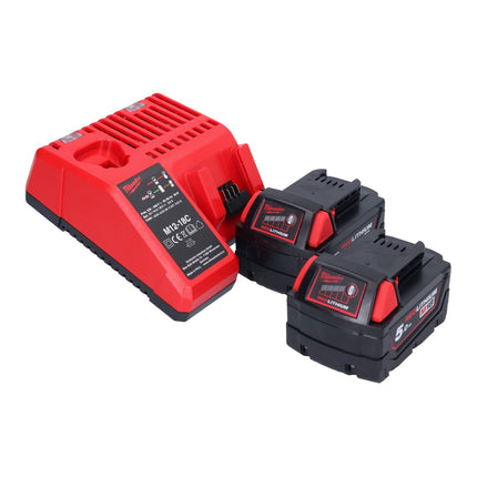 Milwaukee M18 BHG-502 cordless hot air gun 18 V 470 °C + 2x rechargeable battery 5.0 Ah + charger