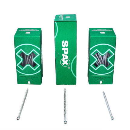 Tornillo SPAX IN.FORCE 8,0 x 160 mm 50 piezas Torx T-STAR Plus T40 (1221010801605) broca WIROX CUT con culata totalmente roscada.