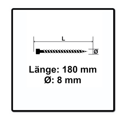 Tornillo SPAX IN.FORCE 8,0 x 180 mm 50 piezas Torx T-STAR Plus T40 (1221010801805) broca WIROX CUT con culata totalmente roscada.