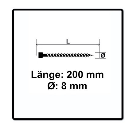 Tornillo SPAX IN.FORCE 8,0 x 200 mm 50 piezas Torx T-STAR Plus T40 (1221010802005) broca WIROX CUT con culata totalmente roscada.