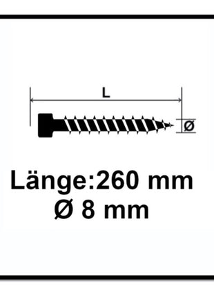 SPAX IN.FORCE Screw 80 x 260mm Torx T-STAR Plus T40 - Full thread - Cylindrical head - WIROX - CUT drill point 50 pcs. (1221010802605)