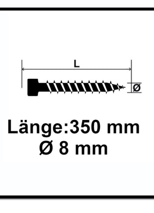 SPAX IN.FORCE Screw 8,0 x 350mm Torx T-STAR Plus T40 - Full thread - Cylindrical head - WIROX - CUT drill point 50 pcs. (1221010803505)