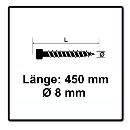 SPAX IN.FORCE Schraube 8,0 x 450 mm 50 Stk. Torx T-STAR Plus T40 ( 1221010804505 ) Vollgewinde Zylinderkopf WIROX CUT Bohrspitze - Toolbrothers