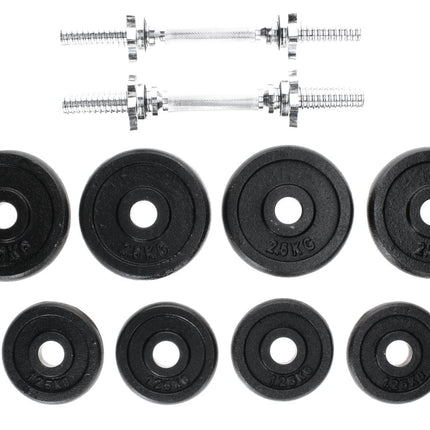 Surenkamas Svarmuo Haltères de 10 kg (YLDS09) - 2x Barres d'haltères + 4x Poids de 2,5 kg + 4x Haltères en fonte de 1,25 kg