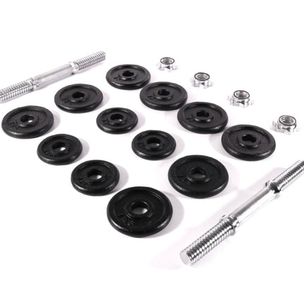 Juego de mancuernas (YLDS 12) 2 barras de mancuernas + 4 pesas de 0,5 kg + 8 pesas de 1,0 kg + bloqueo de estrella