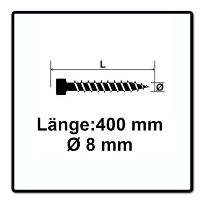 SPAX IN.FORCE Schraube 8,0 x 400 mm 100 Stk. ( 2x 1221010804005 ) Torx T-STAR Plus T40 Vollgewinde Zylinderkopf WIROX CUT Bohrspitze