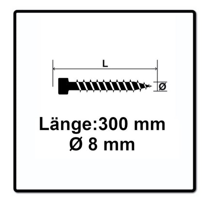 SPAX IN.FORCE Schraube 8,0 x 300 mm 100 Stk. ( 2x 1221010803005 ) Torx T-STAR Plus T40 Vollgewinde Zylinderkopf WIROX CUT Bohrspitze