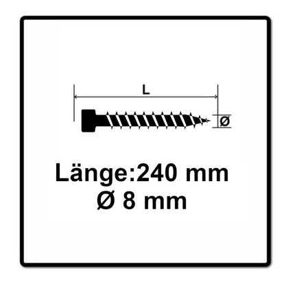 Tornillo SPAX IN.FORCE 8,0 x 240 mm 100 piezas (2x 1221010802405) Torx T-STAR Plus T40 culata totalmente roscada Broca WIROX CUT