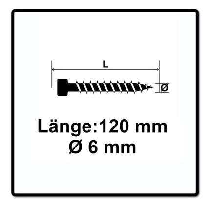 SPAX IN.FORCE Screw 6.0 x 120mm - Full thread - Cylindrical head - Torx T-STAR Plus T30 - WIROX - 4CUT drill point- 200 pcs. ( 2x 1211010601205)