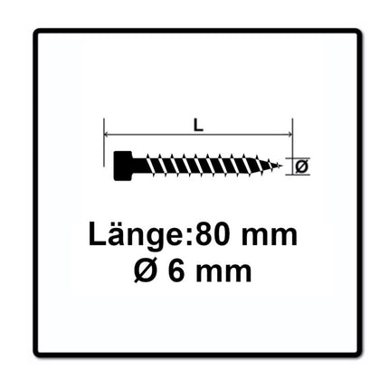 Tornillo SPAX IN.FORCE 6,0 x 80 mm 1000 piezas (5x 1211010600805) Torx T-STAR Plus T30 culata totalmente roscada Broca WIROX 4CUT