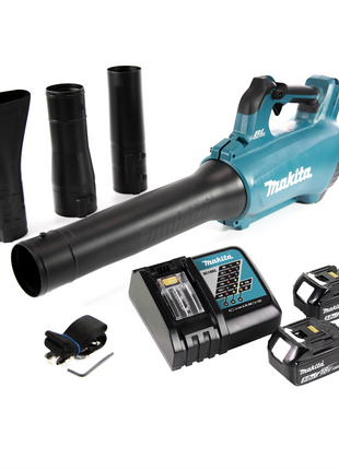 Soplador a batería Makita DUB 184 RT 18 V sin escobillas + 2 baterías 5,0 Ah + cargador