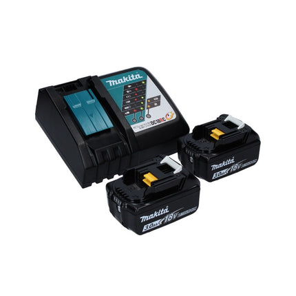 Cortacésped sin cable Makita DLM 432 RF2 36 V ( 2x 18 V ) 43 cm sin cepillos + 2x batería 3.0 Ah + cargador + cargador de batería