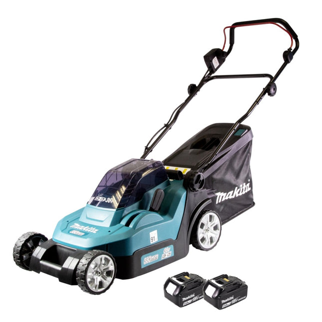 Makita DLM 382 T2 cordless lawn mower 36 V ( 2x 18 V ) 38 cm 40 l + 2x battery 5.0 Ah - without charger