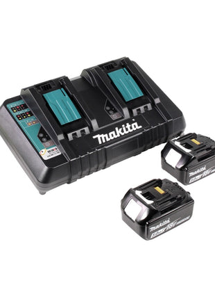 Makita DLM 382 PT2 Rasaerba a batteria 36V ( 2x 18V ) / 38 cm / 40 l + 2x Batterie 5,0 Ah + Caricabatterie doppio