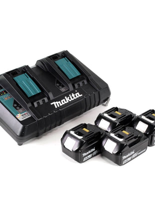 Makita DLM 382 PT4 batterie tondeuse 36 V ( 2x 18 V ) 38 cm 40 l + 4x batterie 5,0 Ah + double chargeur