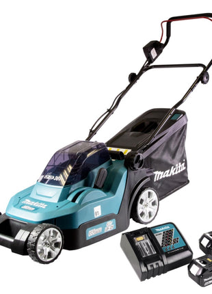 Makita DLM 382 RG2 Kosiarka akumulatorowa 36 V ( 2x 18 V ) 38 cm 40 l + 2x akumulator 6,0 Ah + ładowarka