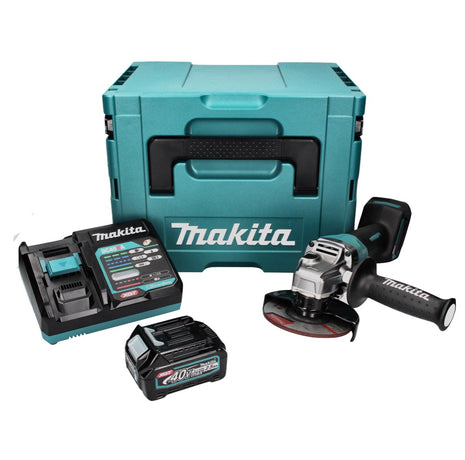 Amoladora angular a batería Makita GA 013 GD101 40 V máx. 125 mm sin escobillas XGT + 1x batería 2,5 Ah + cargador + Makpac