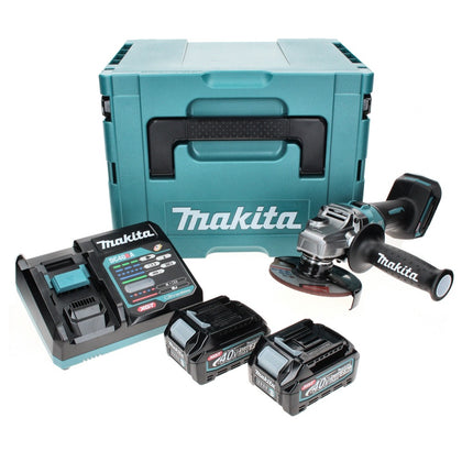 Amoladora angular a batería Makita GA 008 GD201 40 V máx. 125 mm sin escobillas XGT + 2x batería 2,5 Ah + cargador + Makpac