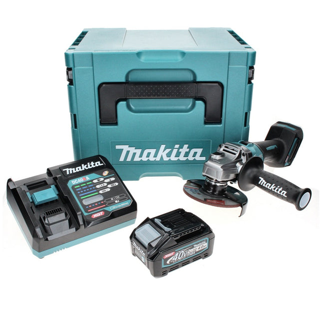 Amoladora angular a batería Makita GA 008 GM101 40 V máx. 125 mm sin escobillas XGT + 1x batería 4,0 Ah + cargador + Makpac