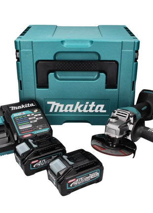 Meuleuse d'angle sur batterie Makita GA 016 GM201 40 V max. 125 mm sans balais XGT + 2x batterie 4,0 Ah + chargeur + Makpac