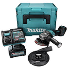 Amoladora angular a batería Makita GA 016 GM101 40 V máx. 125 mm sin escobillas XGT + 1x batería 4,0 Ah + cargador + campana de aspiración + Makpac