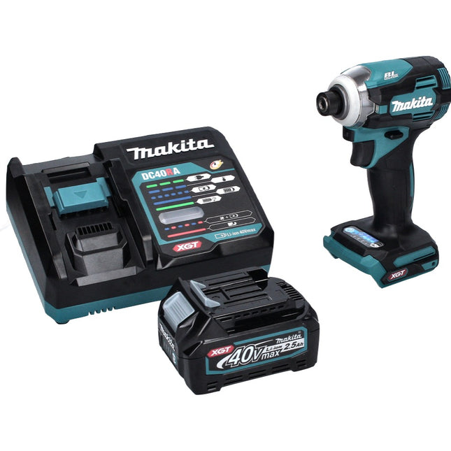 Makita TD 001 GD1 Llave de impacto a batería 40 V 220 Nm 1/4" XGT Brushless + 1x batería 2,5 Ah + cargador