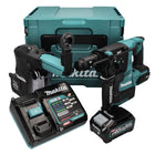 Makita HR 004 GM 101 marteau combiné à batterie 40 V max. 2,8 J SDS plus XGT Brushless + aspiration de poussière DX 14 + 1x batterie 4,0 Ah + chargeur + Makpac