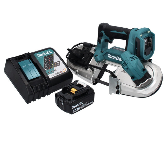 Makita DPB 183 RM1 Sierra de cinta sin cable 18 V 66 mm sin escobillas + 1x Batería 4,0 Ah + Cargador