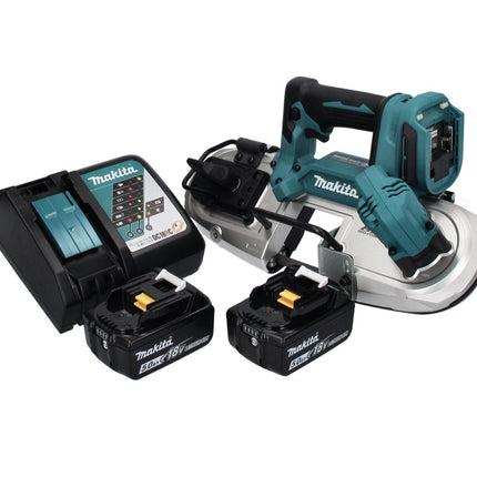 Makita DPB 183 RT Scie à ruban sans fil 18 V 66 mm brushless + 2x Batteries 5,0 Ah + Chargeur
