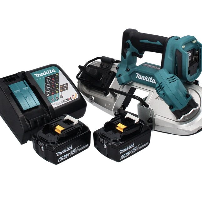 Makita DPB 183 RG akumulatorowa piła taśmowa 18 V 66 mm bezszczotkowa + 2x akumulator 6,0 Ah + ładowarka