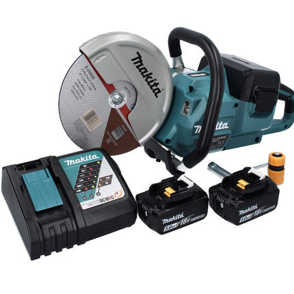 Makita DCE 090 RT2X1 Cordless Brushless Disc Cutter 36 V (2x 18 V) 230 mm + Batteries 5.0 Ah + Charger