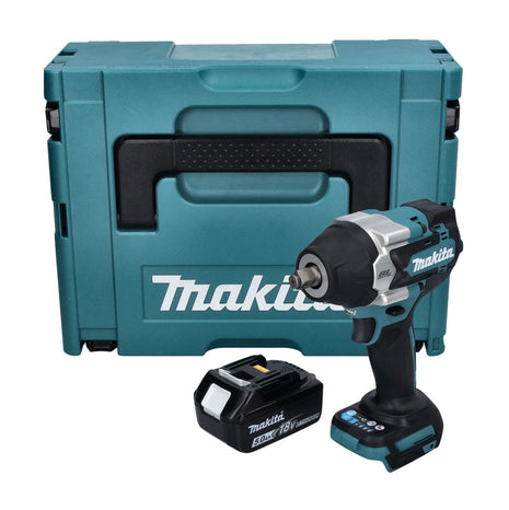 Makita DTW 700 T1J cordless impact wrench 18 V 700 Nm 1/2" XPT Brushless + 1x rechargeable battery 5.0 Ah + Makpac - without charger