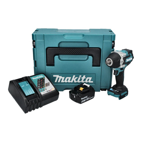 Avvitatore a impulsi a batteria Makita DTW 700 RT1J 18 V 700 Nm 1/2" XPT Brushless + 1x batteria ricaricabile 5,0 Ah + caricabatterie + Makpac