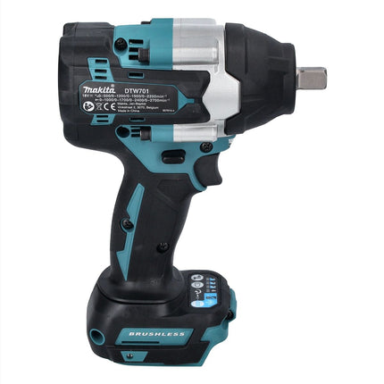 Makita DTW 701 RF cordless impact wrench 18 V 700 Nm 1/2" XPT Brushless + 2x rechargeable battery 3.0 Ah + charger