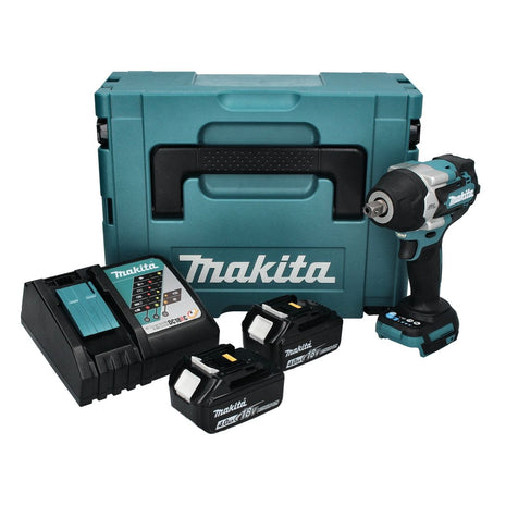 Makita DTW 701 RMJ cordless impact wrench 18 V 700 Nm 1/2" XPT Brushless + 2x rechargeable battery 4.0 Ah + charger + Makpac