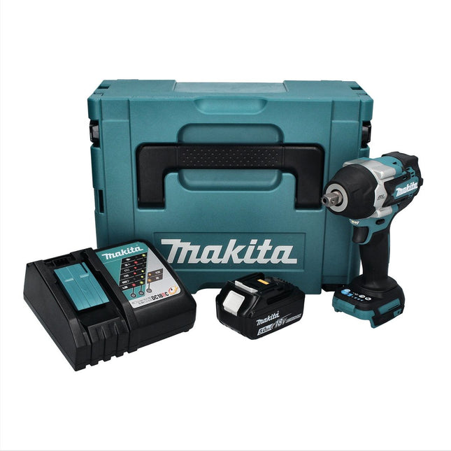 Llave de impacto sin cable Makita DTW 701 RT1J 18 V 700 Nm 1/2" XPT Brushless + 1x batería recargable 5.0 Ah + cargador + Makpac