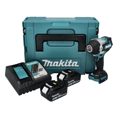 Makita DTW 701 RTJ cordless impact wrench 18 V 700 Nm 1/2" XPT Brushless + 2x rechargeable battery 5.0 Ah + charger + Makpac