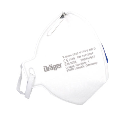 Dräger X-plore 1730 V FFP3 NR D media mascarilla 10 piezas (3951088) Mascarilla respiratoria con filtrado de partículas FFP3 tamaño universal con válvula CoolMAX