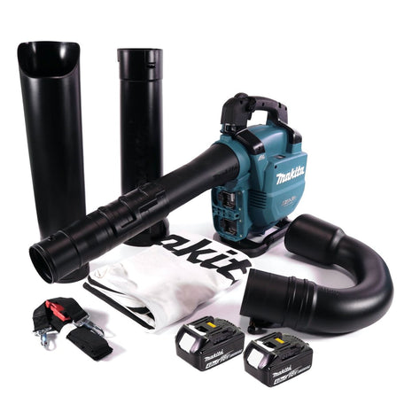 Makita DUB 363 M2V Soffiatore / aspirafoglie a batteria 36 V ( 2x 18 V ) Brushless + set di aspirazione + 2x batteria 4,0 Ah - senza caricabatterie