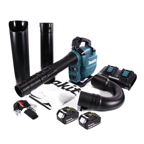 Makita DUB 363 PM2V souffleur/aspirateur à feuilles sans balais 36 V (2x 18 V) + kit d'aspiration + 2x batterie 4,0 Ah + double chargeur