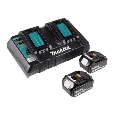 Makita DUB 363 PT2V Soplador / aspirador de hojas sin cable 36 V ( 2x 18 V ) sin escobillas + juego de aspiración + 2x batería recargable 5,0 Ah + cargador doble