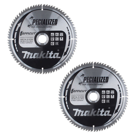 Makita CMSXF26080G Hoja de sierra SPECIALIZED EFFICUT 260 x 30 x 1,65 mm 2 piezas (2x B-67290) 80 dientes para madera