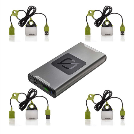 Goal Zero Sherpa 100 PD Power Bank Carga inalámbrica Qi 14,8 V 6,4 Ah + 4x Light a Life Mini USB Luz encadenable 110 lúmenes