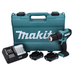 Makita HP 333 DWAE Akku Schlagbohrschrauber 12 V 30 Nm + 2x Akku 2,0 Ah + Ladegerät + Koffer