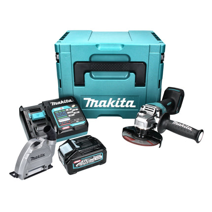 Makita GA016GM101 Cordless Angle Grinder 125 mm 40V max. Brushless XGT + 1x Battery 4.0 Ah + Charger + Suction Hood + Makpac Case