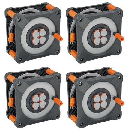 Brennenstuhl professionalLINE set 4x tambor de cable con protección integral antivuelco (4x 9202330100) 33 m 4 enchufes IP44 BGI 608