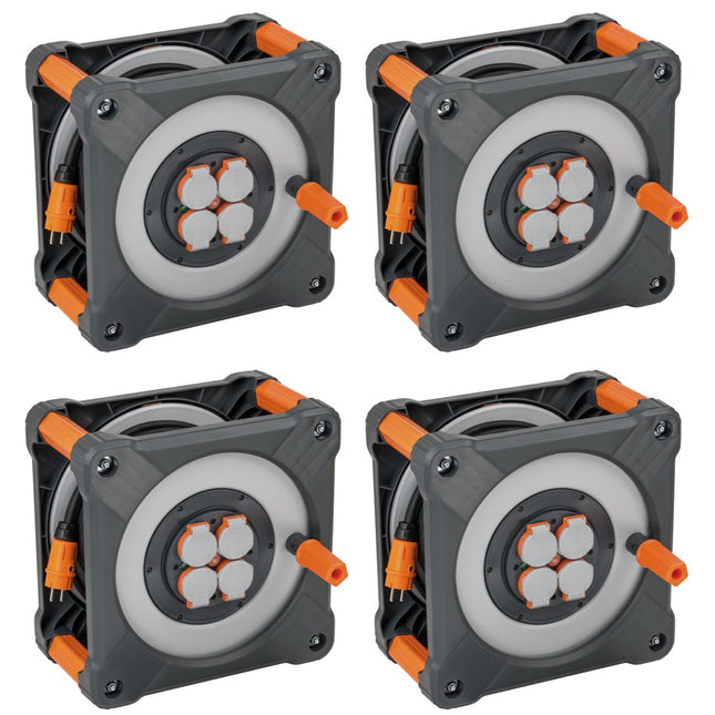 Brennenstuhl professionalLINE set 4x tambor de cable con protección integral antivuelco (4x 9202330100) 33 m 4 enchufes IP44 BGI 608