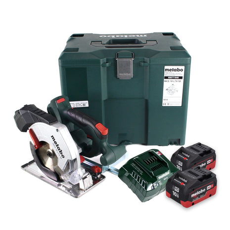 Metabo MKS 18 LTX 58 sierra circular para metal a batería 18 V 165 mm + 2 baterías 10,0 Ah + cargador + MetaLoc