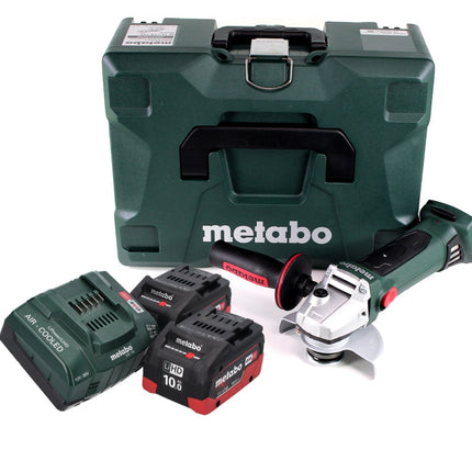 Metabo W 18 LTX 125 Quick amoladora angular a batería 18 V 125 mm (602174840) + 2 baterías de 10,0 Ah + cargador + MetaLoc